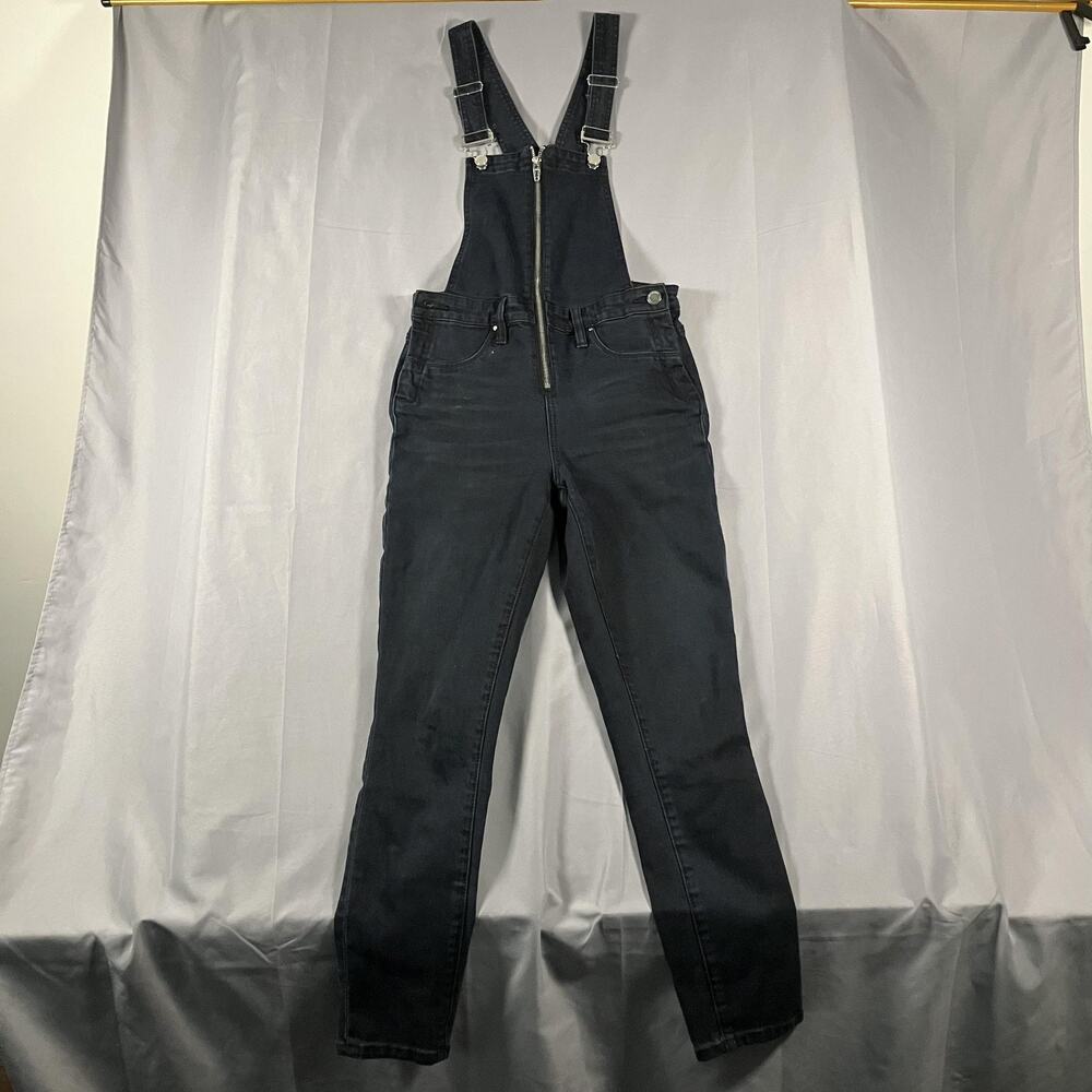 BLANKNYC Overalls Jeans Womens 26 Black‎ Denim Zip Front Skinny Adjustable